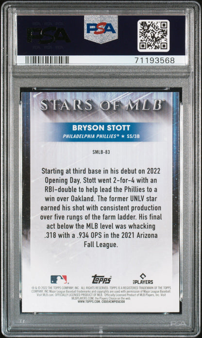 Graded 2022 Topps Bryson Stott #SMLB83 Stars of MLB Update Rookie RC Baseball Card PSA 10 Gem Mint