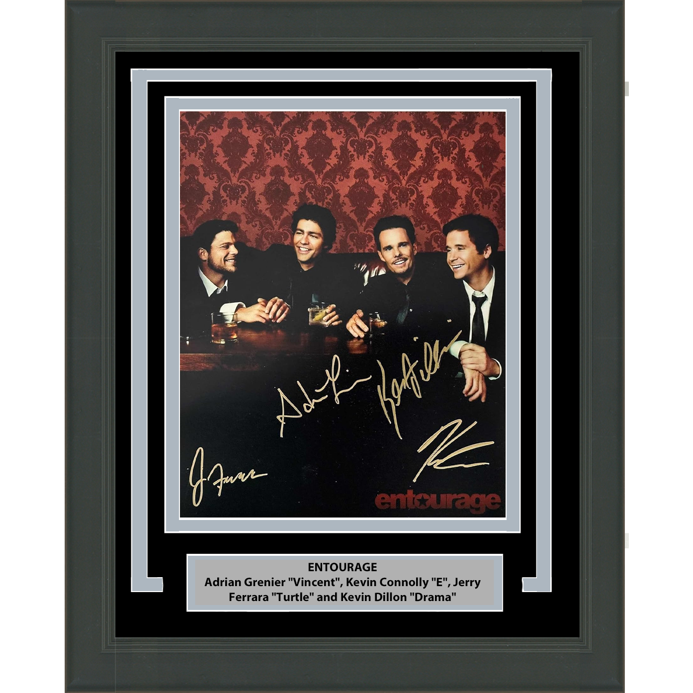 Framed Autographed/Signed Entourage 4x Cast Adrian Grenier Kevin Connolly Jerry Ferrara Kevin Dillon 8x10 Photo JSA COA