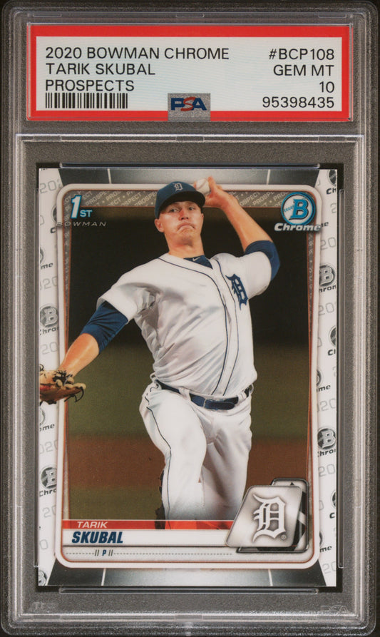 Graded 2020 Topps Bowman Chrome Tarik Skubal #BCP108 Prospects Rookie RC Baseball Card PSA 10 Gem Mint