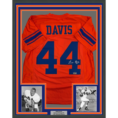 Framed Facsimile Autographed Ernie Davis 35x39 Syracuse Orange Reprint Laser Auto College Football Jersey