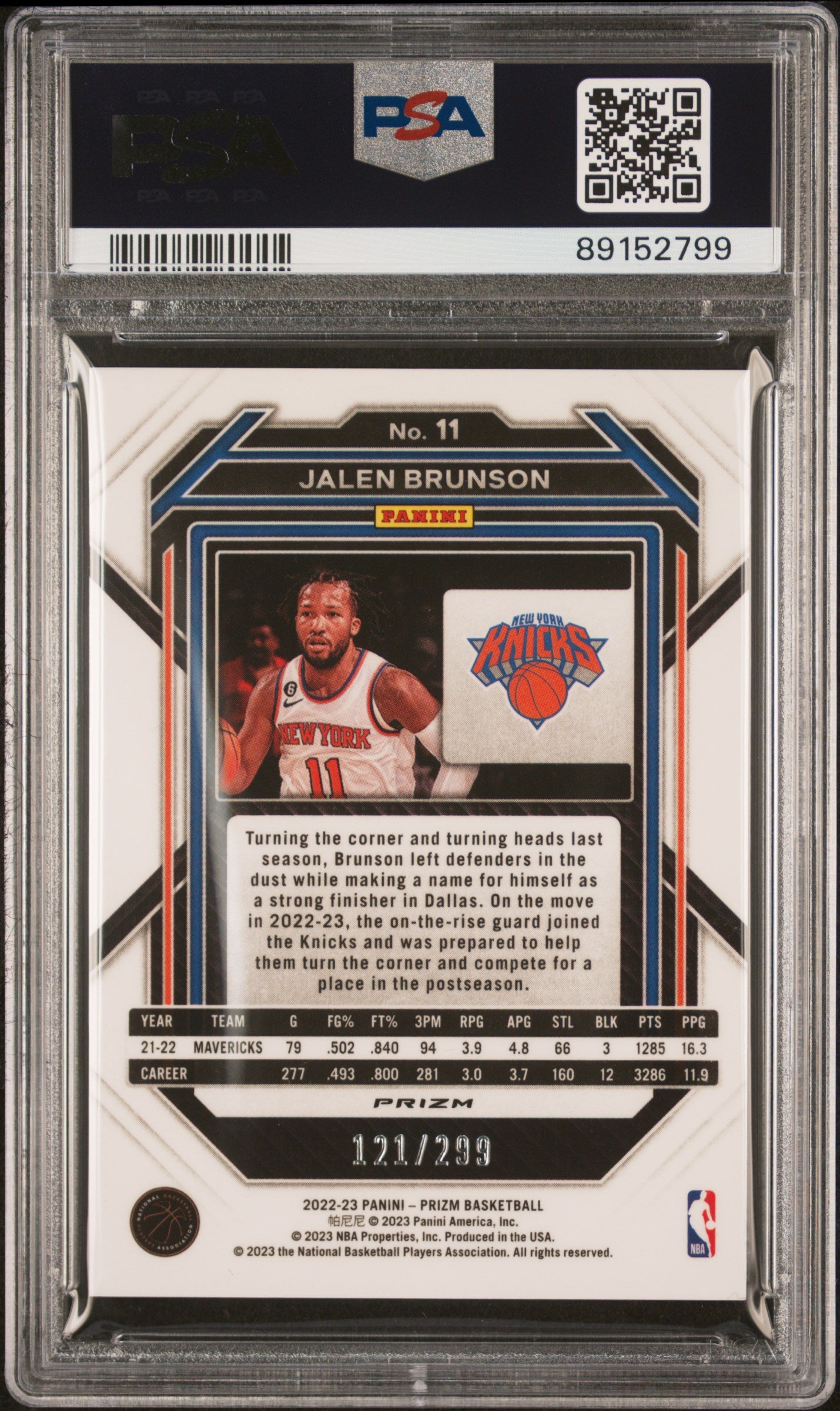Graded 2022 Panini Prizm Jalen Brunson #11 Red Prizm Basketball Card PSA 10 Gem Mint
