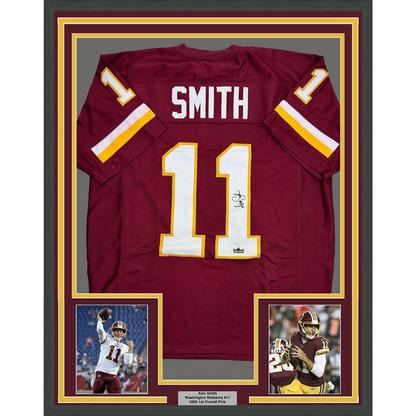 Framed Facsimile Autographed Alex Smith 35x39 Washington Red Reprint Laser Auto Football Jersey