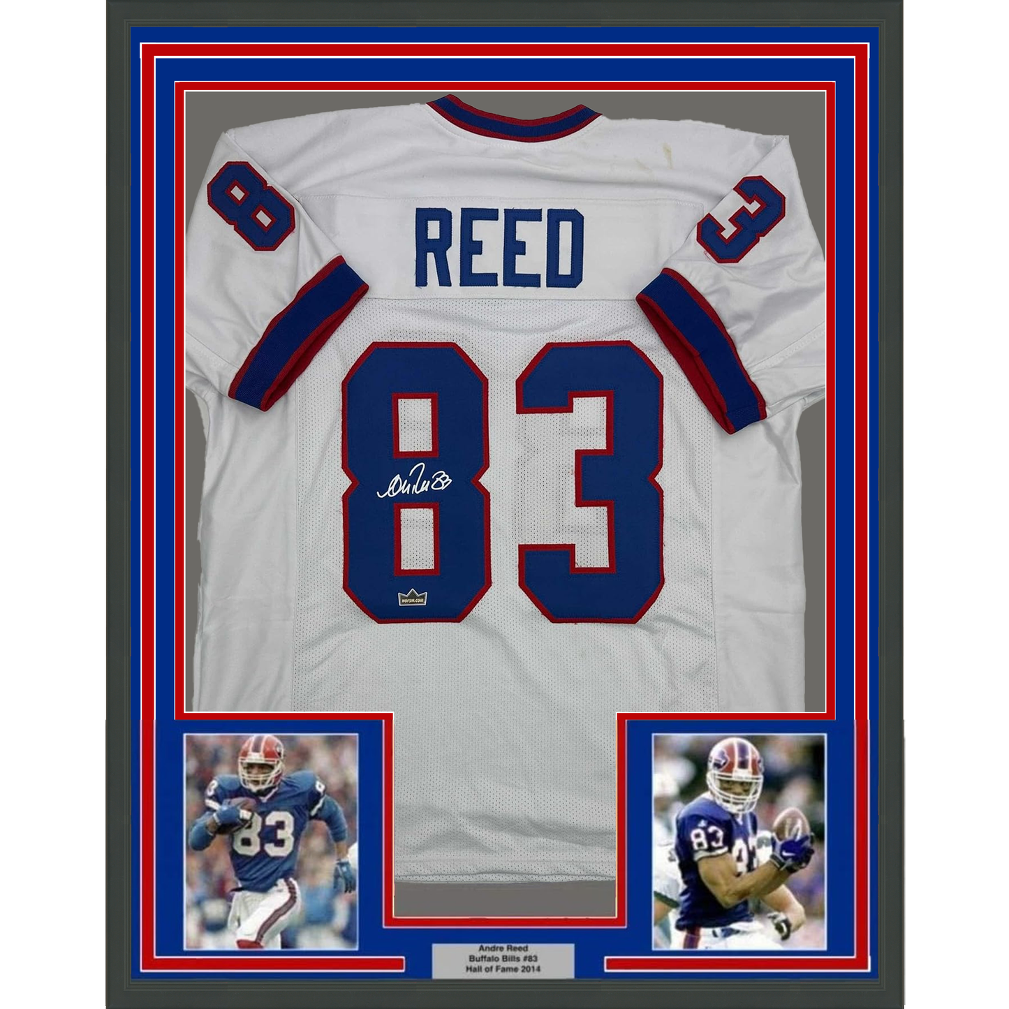 Framed Facsimile Autographed Andre Reed 35x39 Buffalo White Reprint Laser Auto Football Jersey