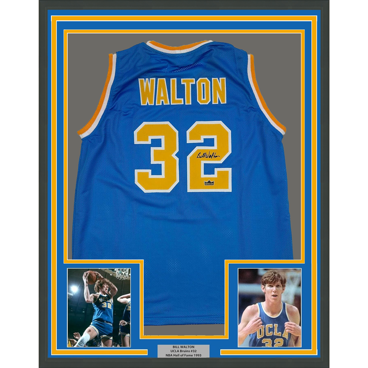 Framed Facsimile Autographed Bill Walton 35x39 UCLA Blue Reprint Laser Auto College Basketball Jersey