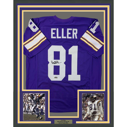 Framed Facsimile Autographed Carl Eller 35x39 Minnesota Purple Reprint Laser Auto Football Jersey