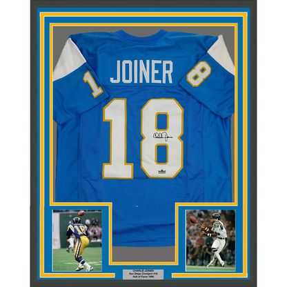 Framed Facsimile Autographed Charlie Joiner 35x39 San Diego Powder Blue Reprint Laser Auto Football Jersey