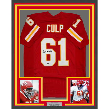 Framed Facsimile Autographed Curley Culp 35x39 Kansas City Red Reprint Laser Auto Football Jersey