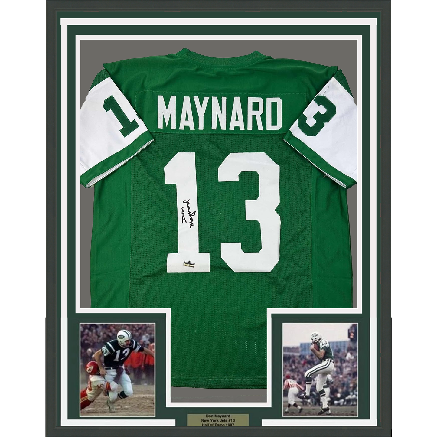 Framed Facsimile Autographed Don Maynard 35x39 New York Green Reprint Laser Auto Football Jersey