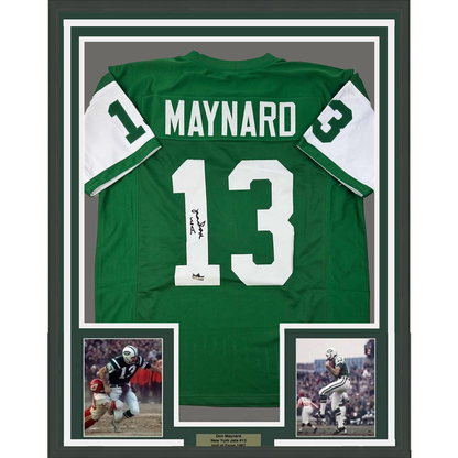 Framed Facsimile Autographed Don Maynard 35x39 New York Green Reprint Laser Auto Football Jersey
