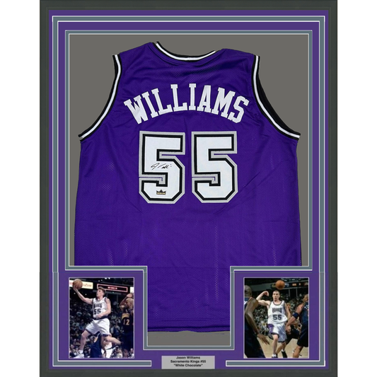 Framed Facsimile Autographed Jason Williams 35x39 Sacramento Purple Reprint Laser Auto Basketball Jersey