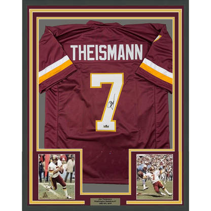 Framed Facsimile Autographed Joe Theismann 35x39 Washington Red Reprint Laser Auto Football Jersey