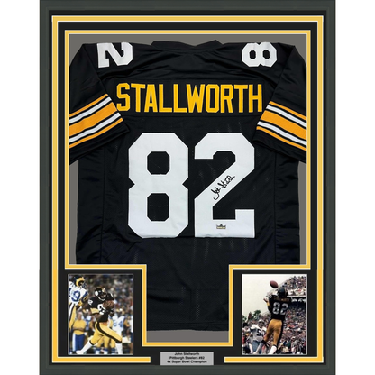 Framed Facsimile Autographed John Stallworth 35x39 Pittsburgh Black Reprint Laser Auto Football Jersey