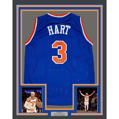Framed Facsimile Autographed Josh Hart 35x39 New York Blue Reprint Laser Auto Basketball Jersey