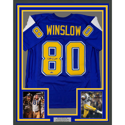 Framed Facsimile Autographed Kellen Winslow Sr. 35x39 San Diego Blue Reprint Laser Auto Football Jersey