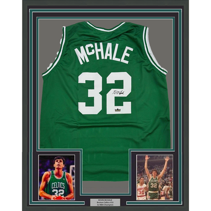 Framed Facsimile Autographed Kevin McHale 35x39 Boston Green Reprint Laser Auto Basketball Jersey