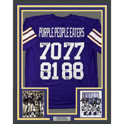 Framed Facsimile Autographed Purple People Eaters 35x39 Minnesota Purple Reprint Laser Auto Football Jersey