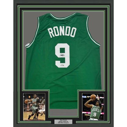 Framed Facsimile Autographed Rajon Rondo 35x39 Boston Green Reprint Laser Auto Basketball Jersey