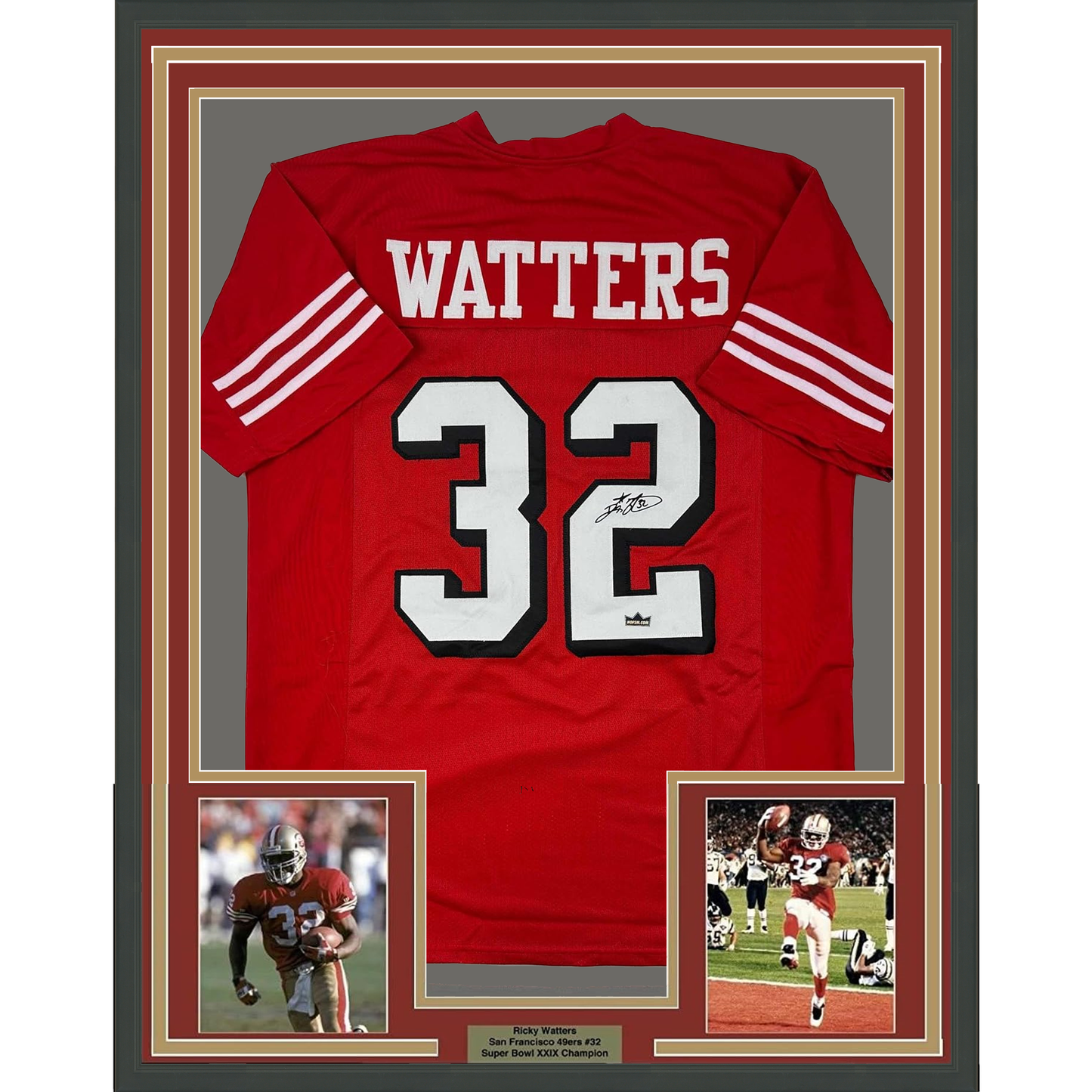 Framed Facsimile Autographed Ricky Watters 35x39 San Francisco Red Reprint Laser Auto Football Jersey