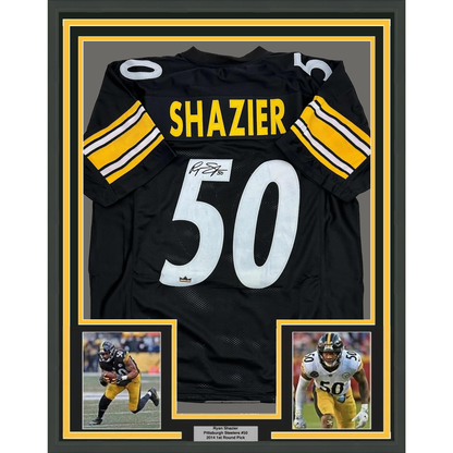 Framed Facsimile Autographed Ryan Shazier 35x39 Pittsburgh Black Reprint Laser Auto Football Jersey