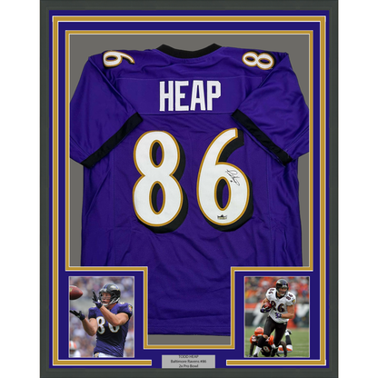 Framed Facsimile Autographed Todd Heap 35x39 Baltimore Purple Reprint Laser Auto Football Jersey