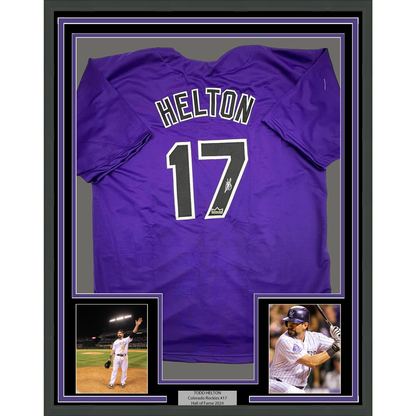 Framed Facsimile Autographed Todd Helton 35x39 Colorado Purple Reprint Laser Auto Baseball Jersey