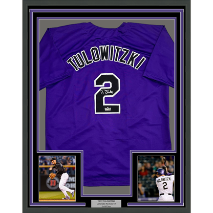 Framed Facsimile Autographed Troy Tulowitzki 35x39 Colorado Purple Reprint Laser Auto Baseball Jersey