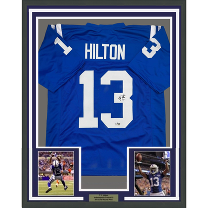 Framed Facsimile Autographed T.Y. TY Hilton 35x39 Indianapolis Blue Reprint Laser Auto Football Jersey