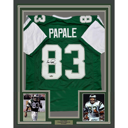 Framed Facsimile Autographed Vince Papale 35x39 Philadelphia Kelly Green Reprint Laser Auto Football Jersey