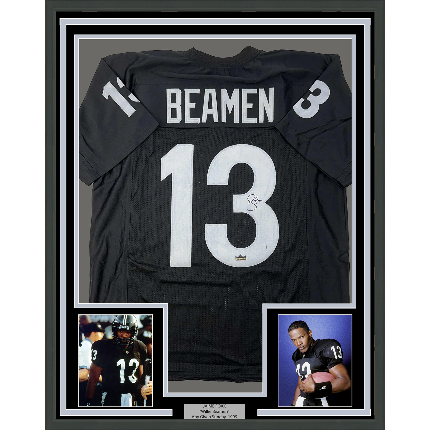 Framed Facsimile Autographed Jamie Foxx Willie Beamen 35x39 Any Given Sunday Movie Miami Black Reprint Laser Auto Football Jersey