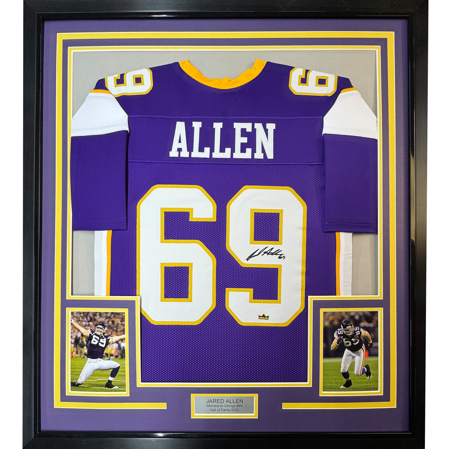Framed Facsimile Autographed Jared Allen 35x39 Minnesota Purple Reprint Laser Auto Football Jersey