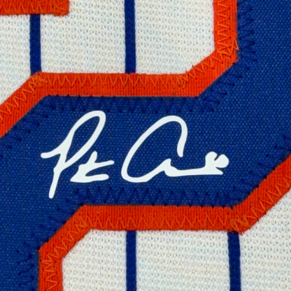 Framed Facsimile Autographed Pete Alonso 35x39 New York Pinstripe Reprint Laser Auto Baseball Jersey