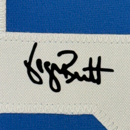 Framed Facsimile Autographed George Brett 35x39 Kansas City Blue Reprint Laser Auto Baseball Jersey