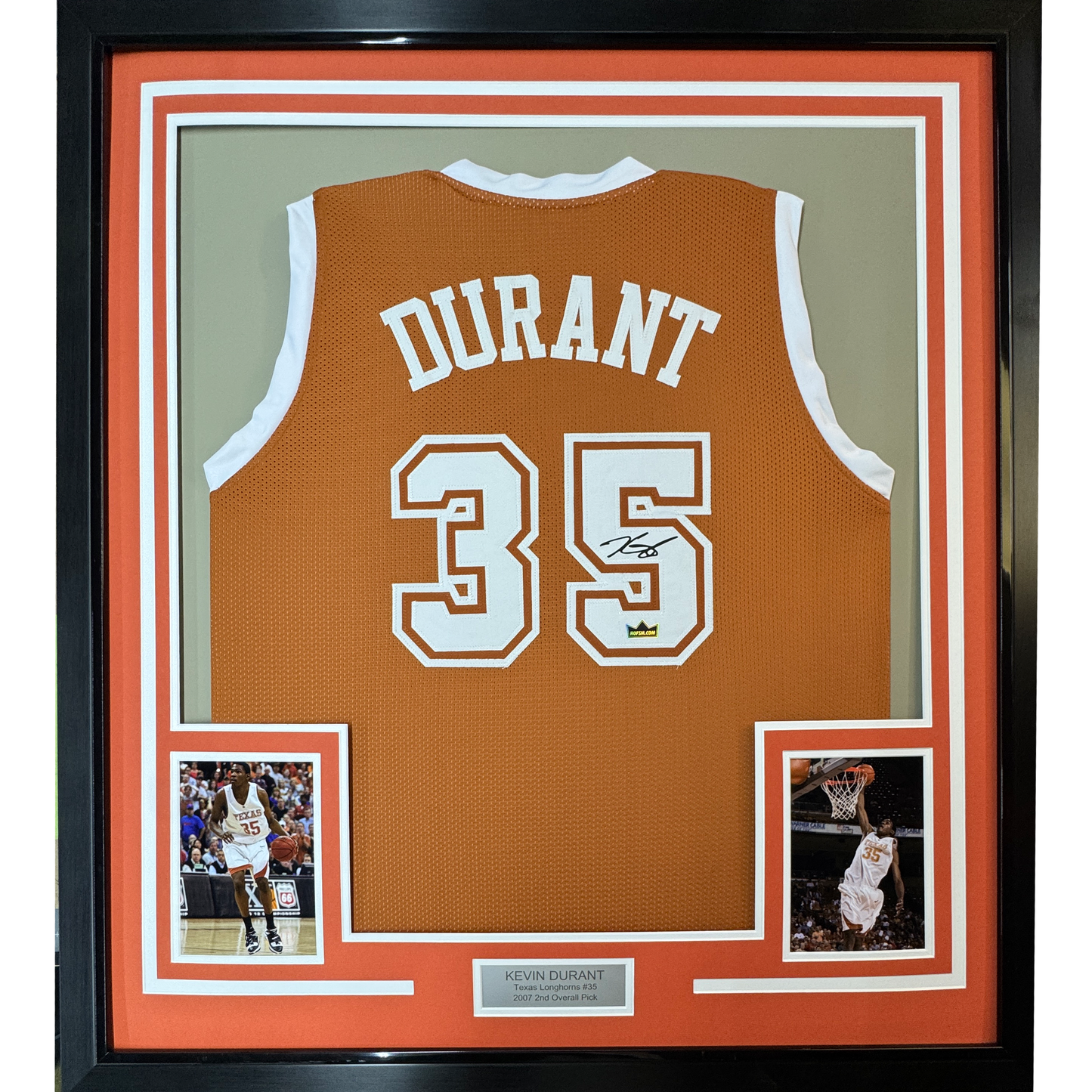 Framed Facsimile Autographed Kevin Durant 35x39 Texas Orange Reprint Laser Auto College Basketball Jersey