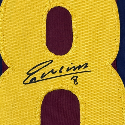 Framed Facsimile Autographed Andres Iniesta 35x39 FC Barcelona Blue/Red Reprint Laser Auto Soccer Jersey