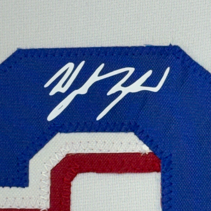 Framed Facsimile Autographed Wyatt Langford 35x39 Texas White Reprint Laser Auto Baseball Jersey