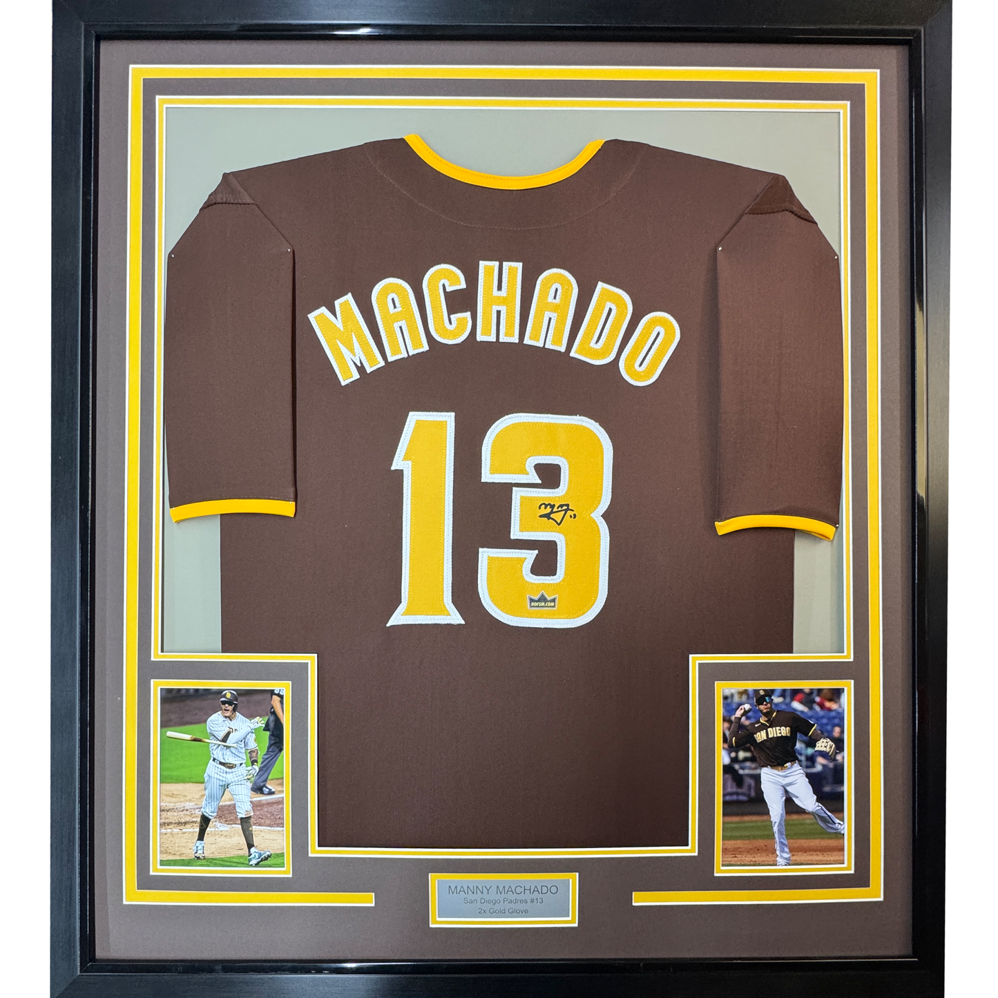 Framed Facsimile Autographed Manny Machado 35x39 San Diego Brown Reprint Laser Auto Baseball Jersey