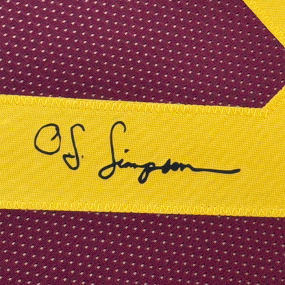 Framed Facsimile Autographed OJ O.J. Simpson 35x39 USC Maroon Reprint Laser Auto College Football Jersey