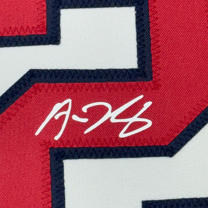 Framed Facsimile Autographed Austin Riley 35x39 Atlanta White Reprint Laser Auto Baseball Jersey