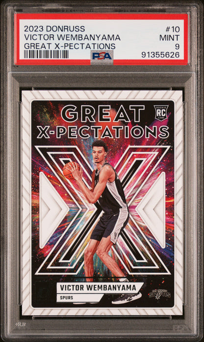 Graded 2023 Panini Donruss Victor Wembanyama #10 Great Xpectations Rookie RC Basketball Card PSA 9 Mint