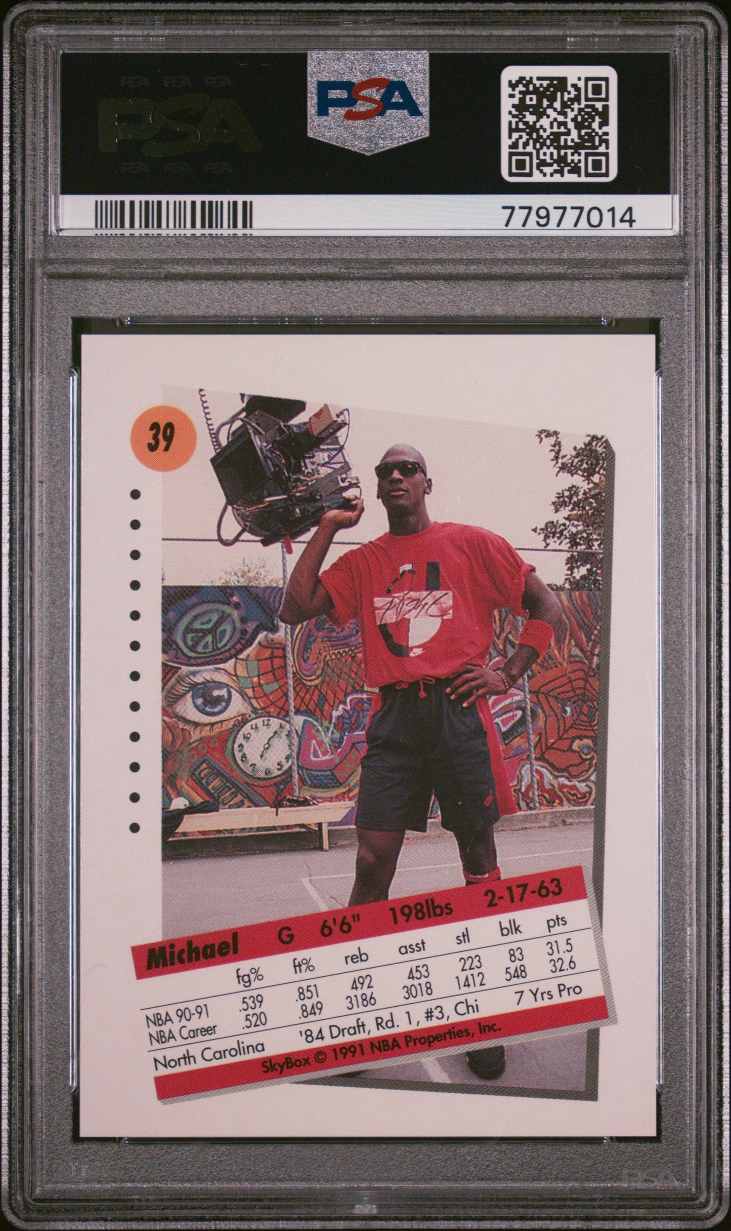 Graded 1991 Skybox Michael Jordan #39 Basketball Card PSA 9 Mint
