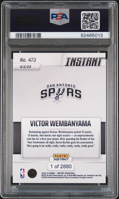 Graded 2023 Panini Instant Victor Wembanyama #473 Rookie RC Basketball Card PSA 9 Mint