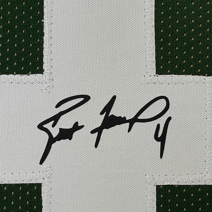 Framed Facsimile Autographed Brett Favre 35x39 Green Bay Green Reprint Laser Auto Football Jersey Size Men's XL