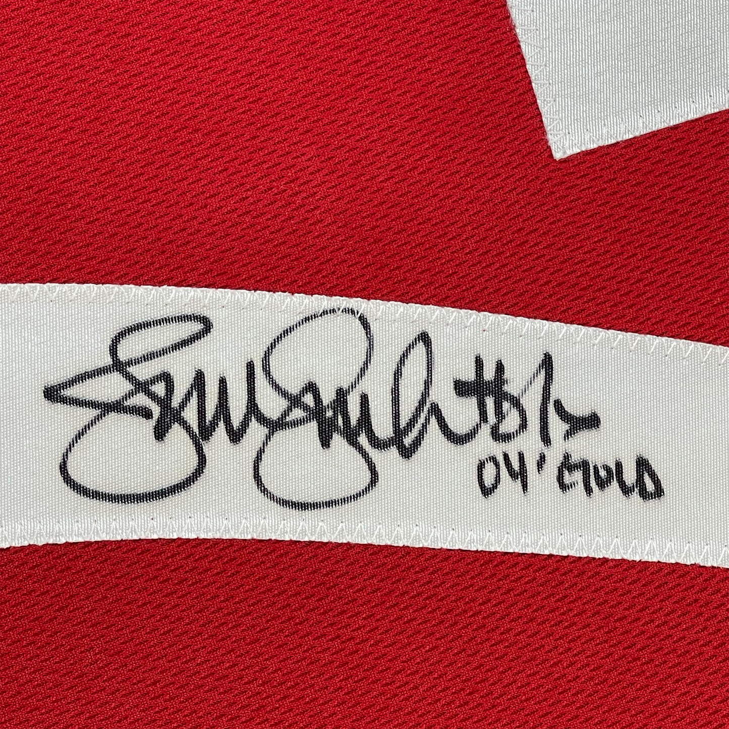 Framed Autographed/Signed Jennie Finch USA 35x39 Red Team United States Softball Jersey JSA COA