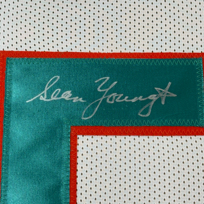 Framed Autographed/Signed Sean Young 35x39 Ray Finkle Miami White Ace Ventura Movie Football Jersey PSA/DNA COA