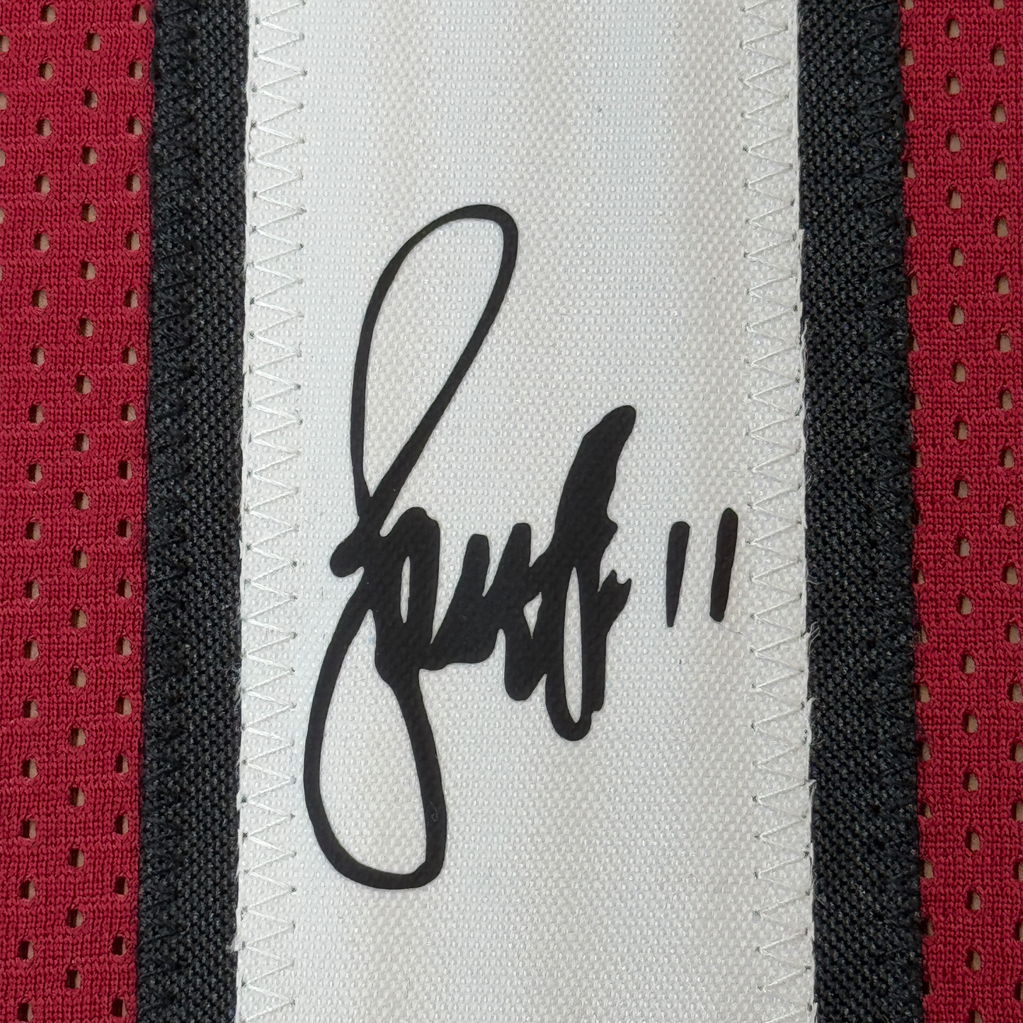 Framed Facsimile Autographed Larry Fitzgerald 35x39 Arizona Red Reprint Laser Auto Football Jersey
