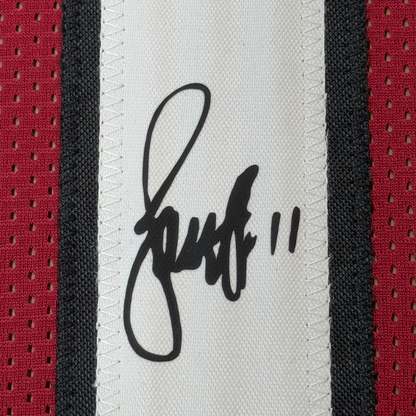 Framed Facsimile Autographed Larry Fitzgerald 35x39 Arizona Red Reprint Laser Auto Football Jersey