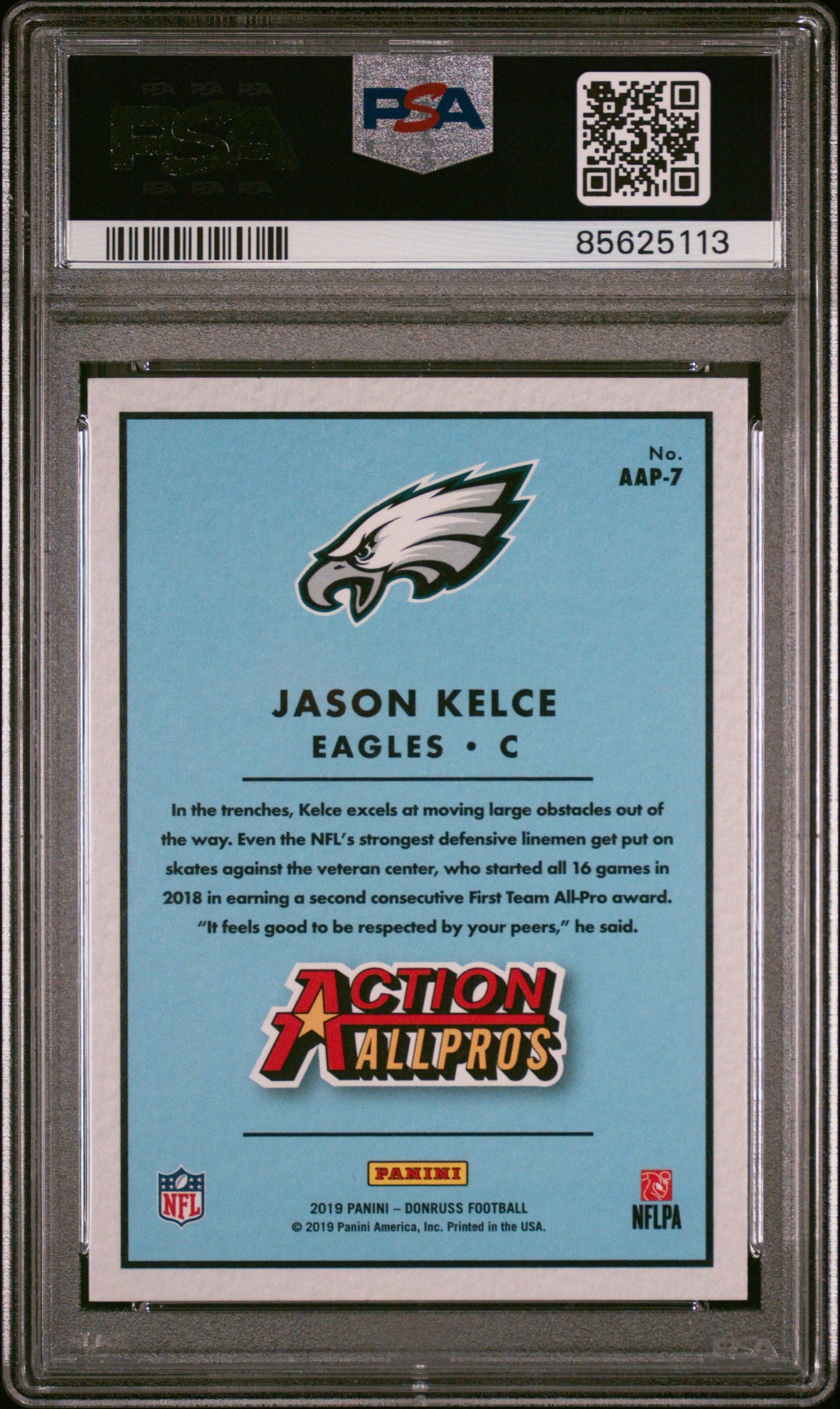 Graded 2019 Panini Donruss Jason Kelce #AAP7 Action Allpros Football Card PSA 10 Gem Mint