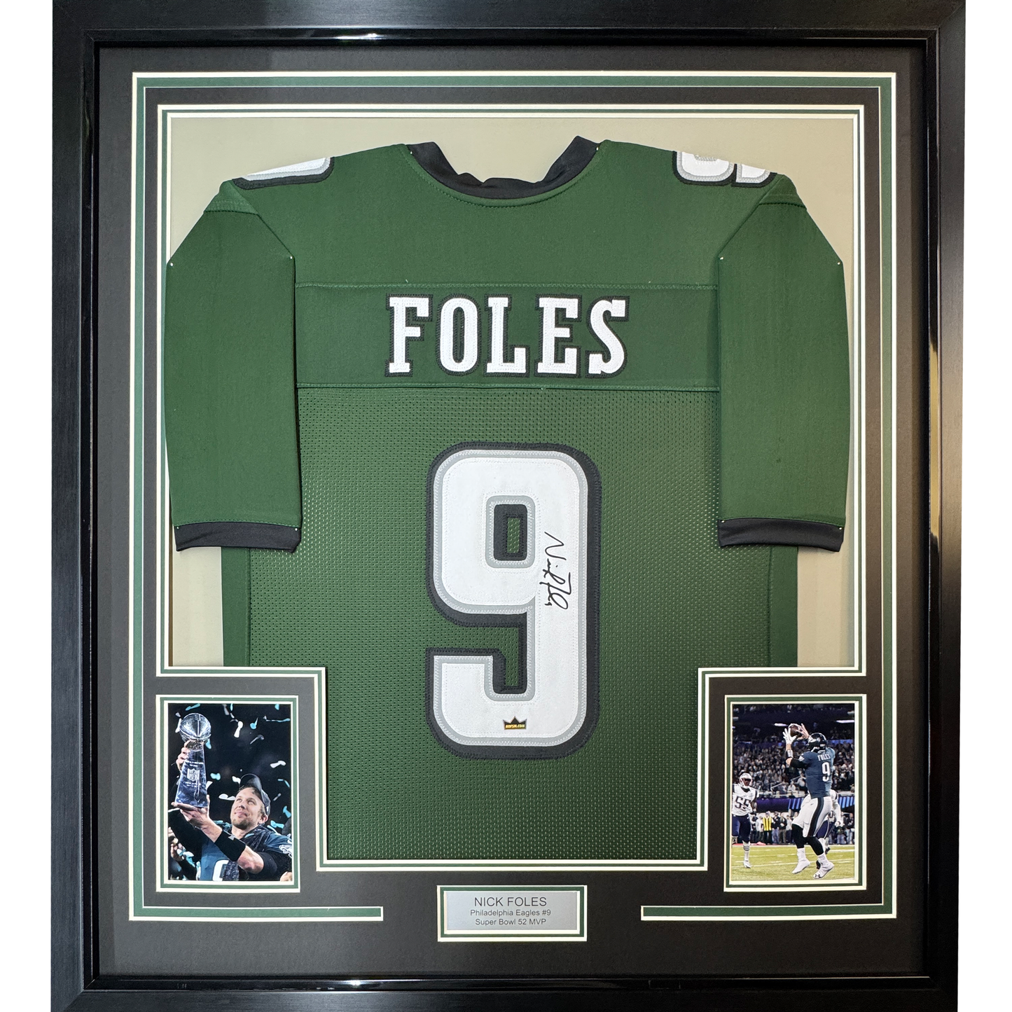 Framed Facsimile Autographed Nick Foles 35x39 Philadelphia Green Reprint Laser Auto Football Jersey