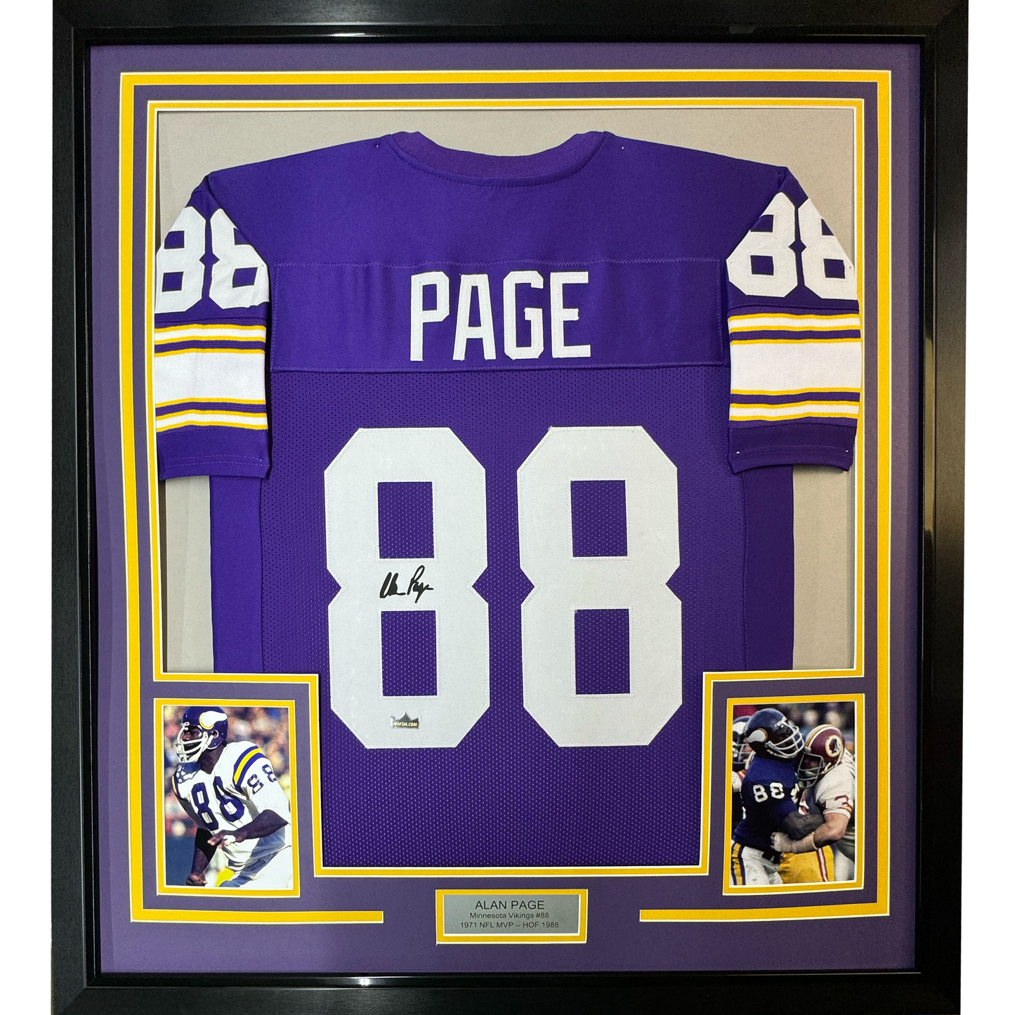 Framed Facsimile Autographed Alan Page 35x39 Minnesota Purple Reprint Laser Auto Football Jersey