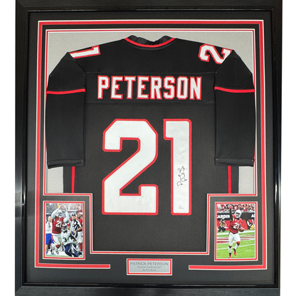 Framed Autographed/Signed Patrick Peterson 35x39 Arizona Black Football Jersey JSA COA